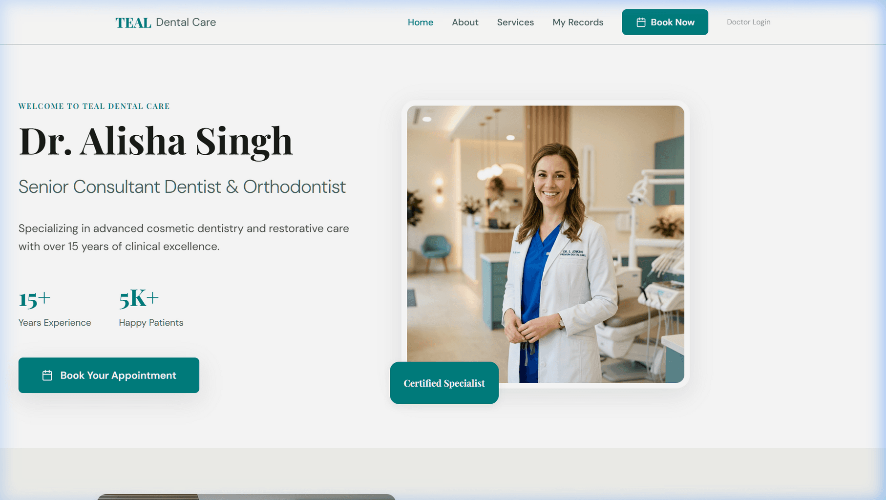Teal Dental Clinic Home Page