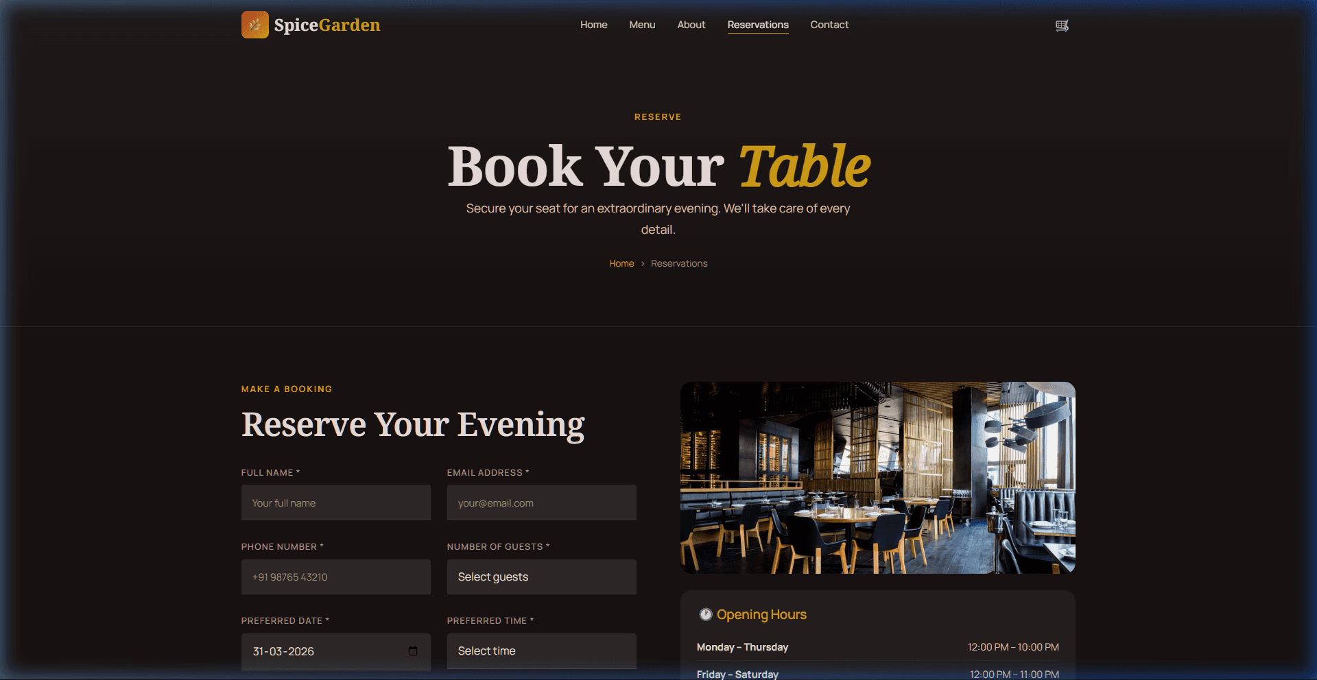 Booking Interface